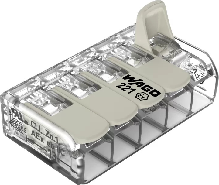 WAGO COMPACT-Verbindungsklemme;für alle Leiterarten;für Anwendungen Ex e;transparent 221-685