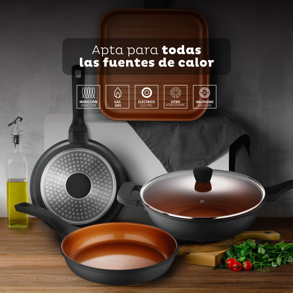 Pfanne San Ignacio Bronze Schwarz Aluminium - Ø 24 cm Q3953