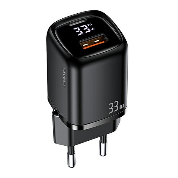 Usams Ład. Siec. 1Xusb-C+1Xusb T46 33W (iba hlava) Pd3.0 +Qc3.0 Rýchle nabíjanie čierna/čierna Cc152Tc01 (Us-Cc152)