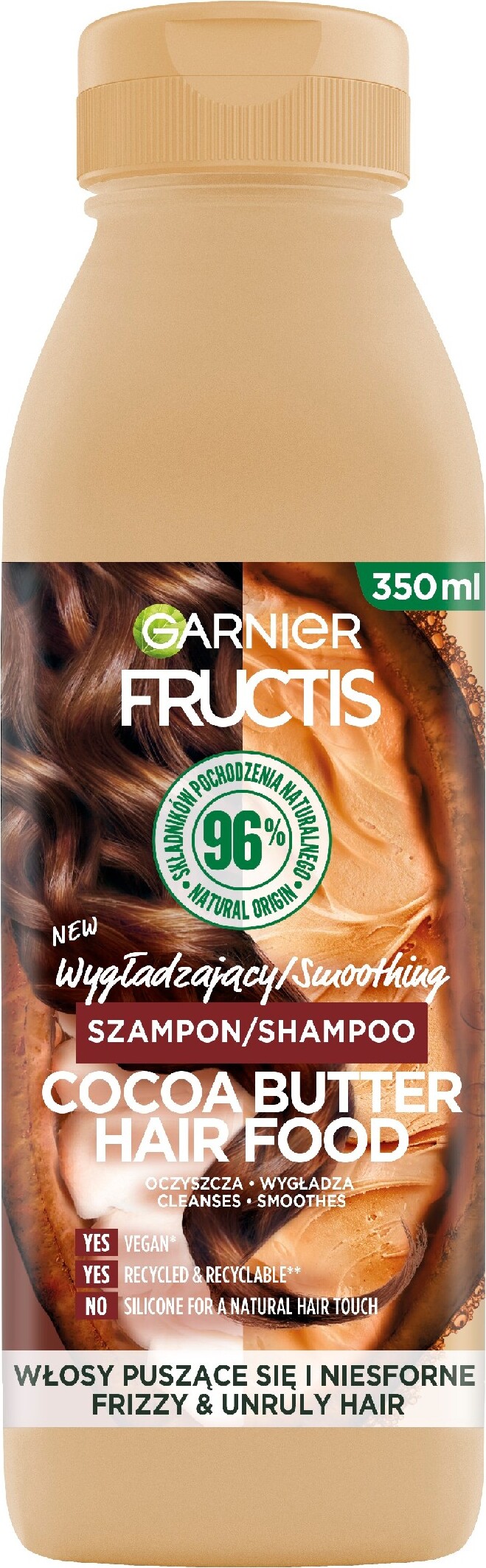 Garnier Fructis Kakao Maslo Hair Food Vyhladzovaci Sampon pre Kreciace sa Vlasy