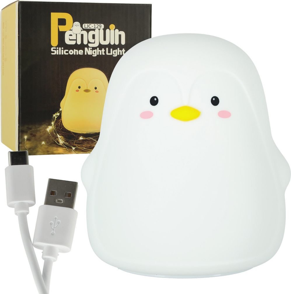 Luce notturna a forma di pinguino luce notturna LED ricaricabile tramite USB silicone per bambini con luce bianca calda modalità respirazione colori | Leroy Merlin