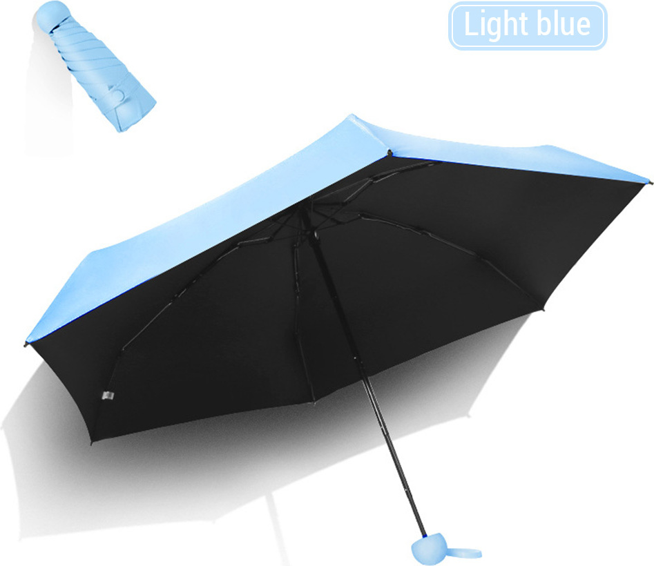 KKmoon Reise-Sonnenschirm, kompakter fuenffacher Sonnenschutzschirm mit UPF 50+