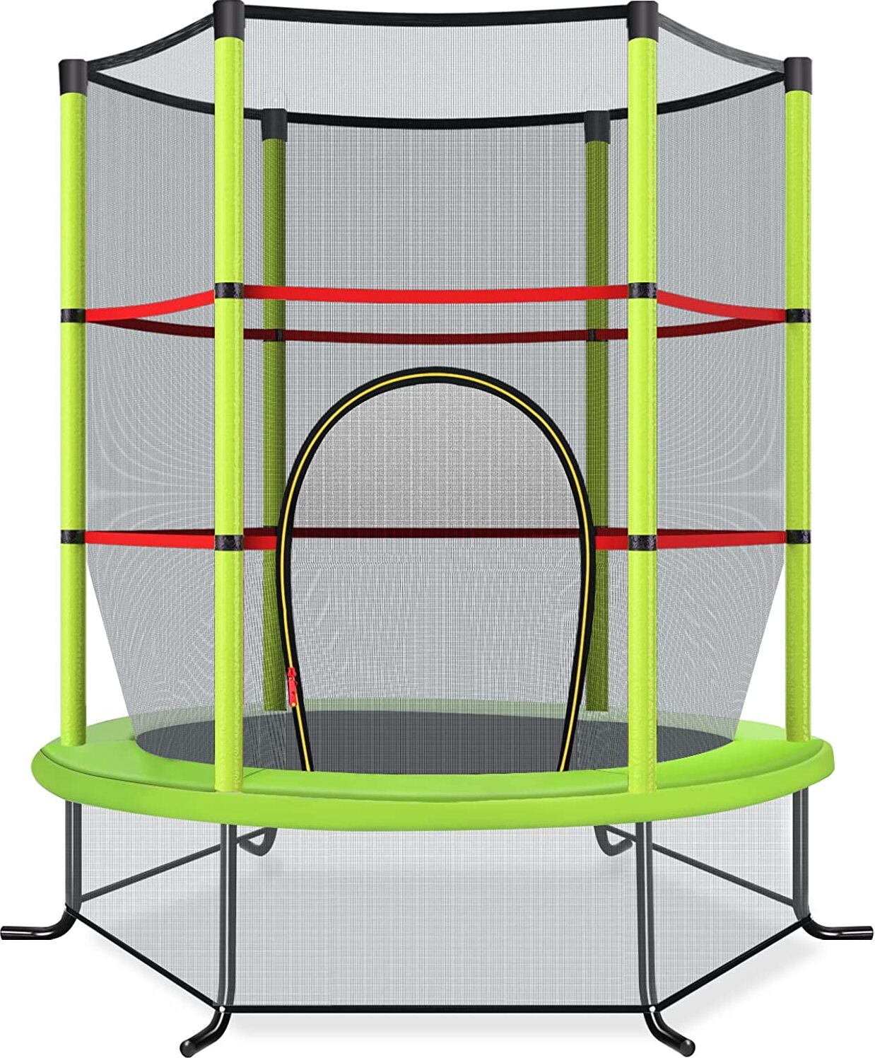 COSTWAY Ø140 cm záhradná trampolína s bezpečnostnou sieťou, trampolína s nosnosťou do 45 kg, vnútorná/ vonkajšia trampolína pre deti od 3 rokov