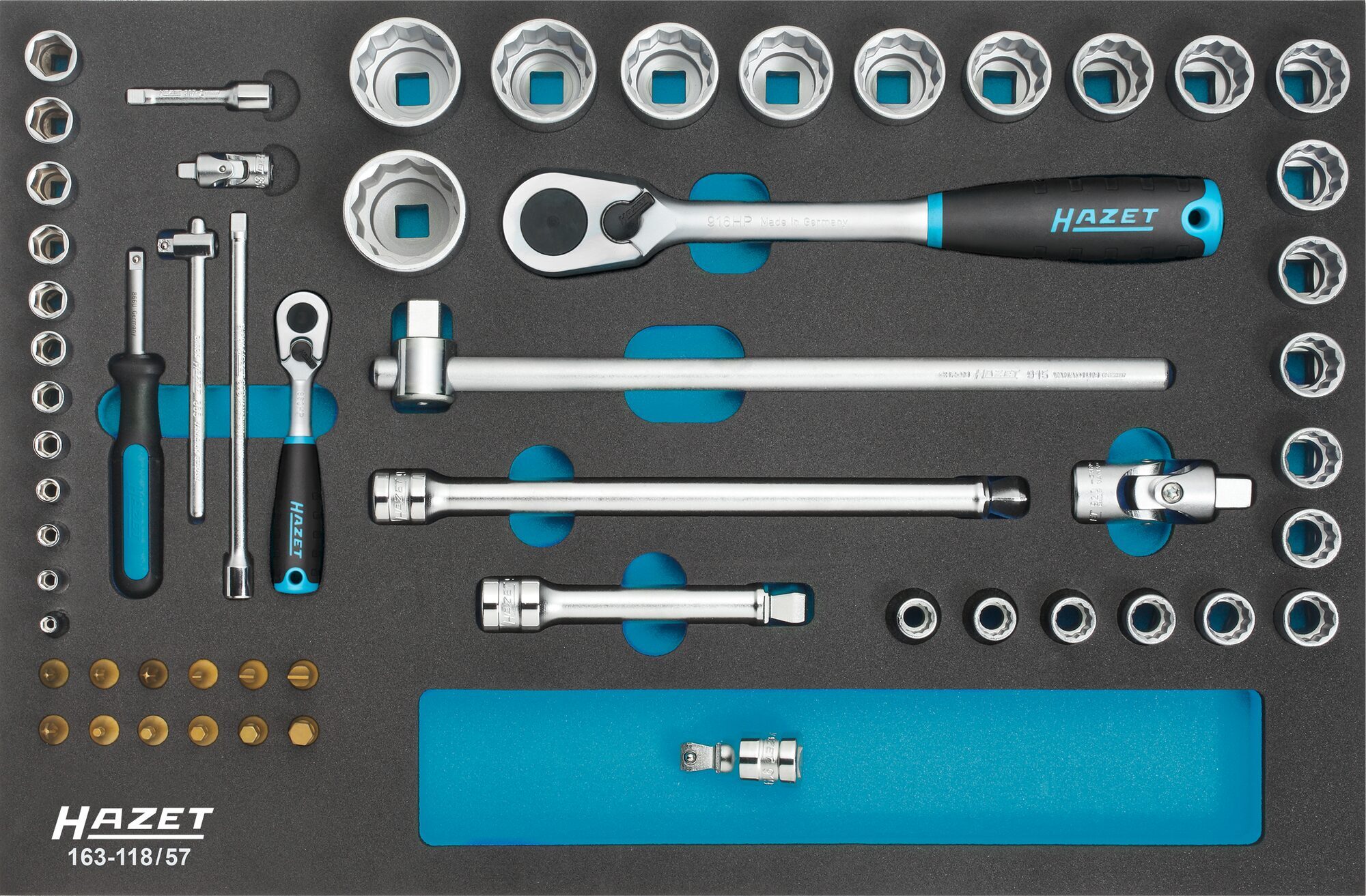 Hazet Bit set Metric 1/4 (6.3 mm), 1/2 (12.5 mm) 57-piece 163-118/57