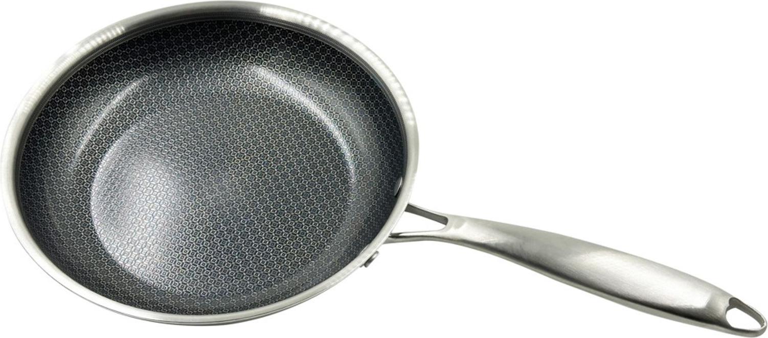 Buri EDS Edelstahlpfanne PARMA 24 cm mit Wabenboden – hochwertige Bratpfanne für alle Herdarten inkl. Induktion, langlebig, hitzebeständig und ideal für Fleisch, Gemüse und Pfannengerichte VX21245-einzeln