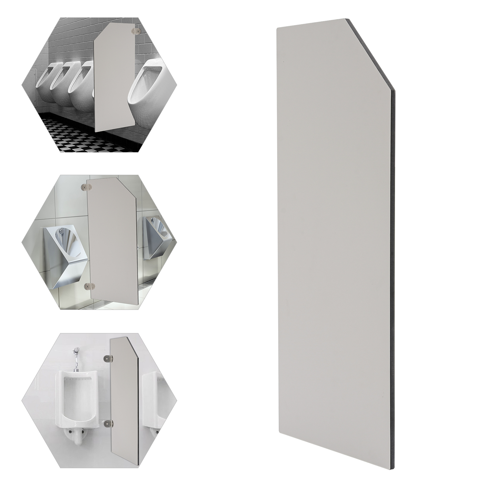 Urinal Trennwand 90x40cm - WC Schamwand Aus Phenolharz In Lichtgrau