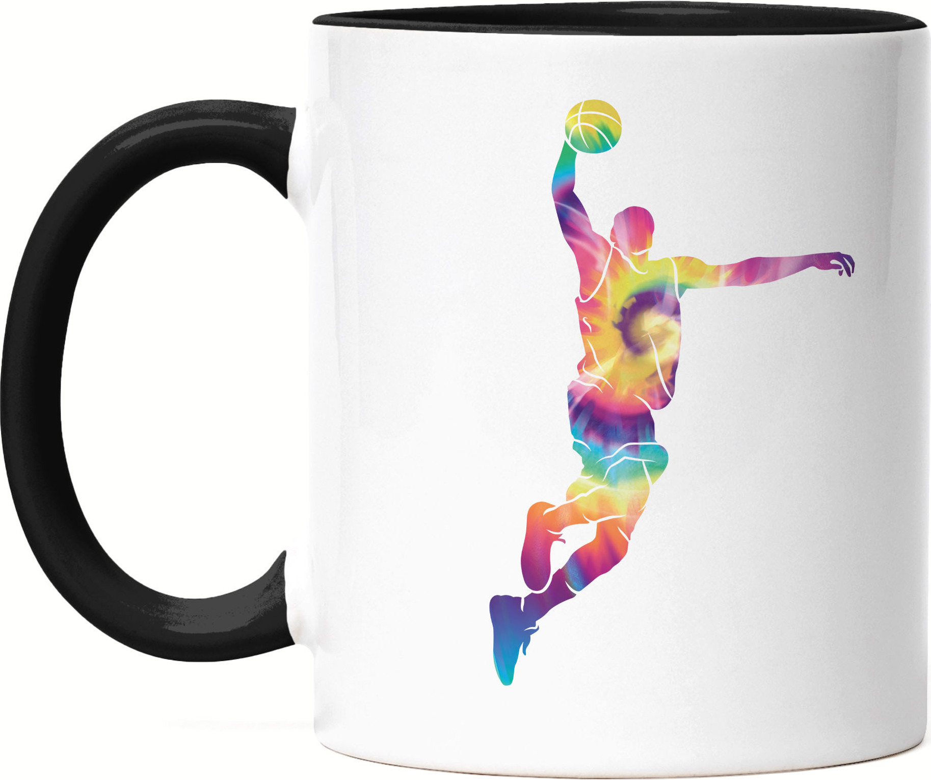 Hey!Print Basketball Tasse Schwarz Sport Mannschaft Spieler Korb Teamsport Gewinner Ballsport Jersey Team Mannschaftssport HP-1788-T-Schwarz