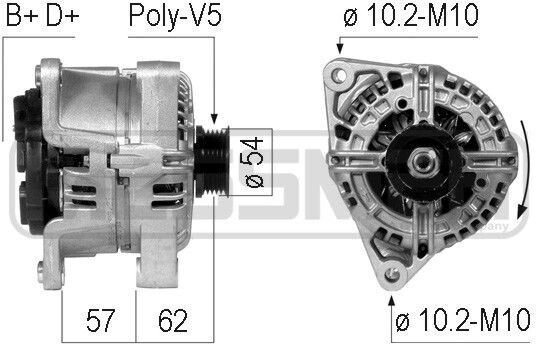 ERA 210774A Alternátor LiMa 100 A, 14 V pre OPEL Corsa C hatchback (X01), Meriva A (X03), Astra H Caravan (A04), Astra H hatchback (A04)