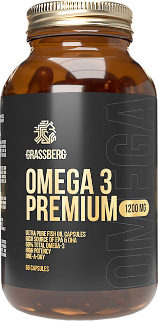 Grassberg Omega-3 Premium 1200mg (90 caps) Unflavoured - Vitamine, Mineralien & Gesundheit - Fettsuren FID