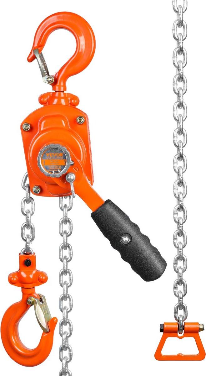 VEVOR Manueller Hebelkettenzug, 1/2 Tonne, 1100 lbs Tragkraft, 10 FT Come Along, G80 verzinkter Kohlenstoffstahl mit Weston-Doppelklinkenbremse, automatischer Kettenführung und um 360° drehbarem Haken, für Garagen, Fabrikhallen und Laderampen
