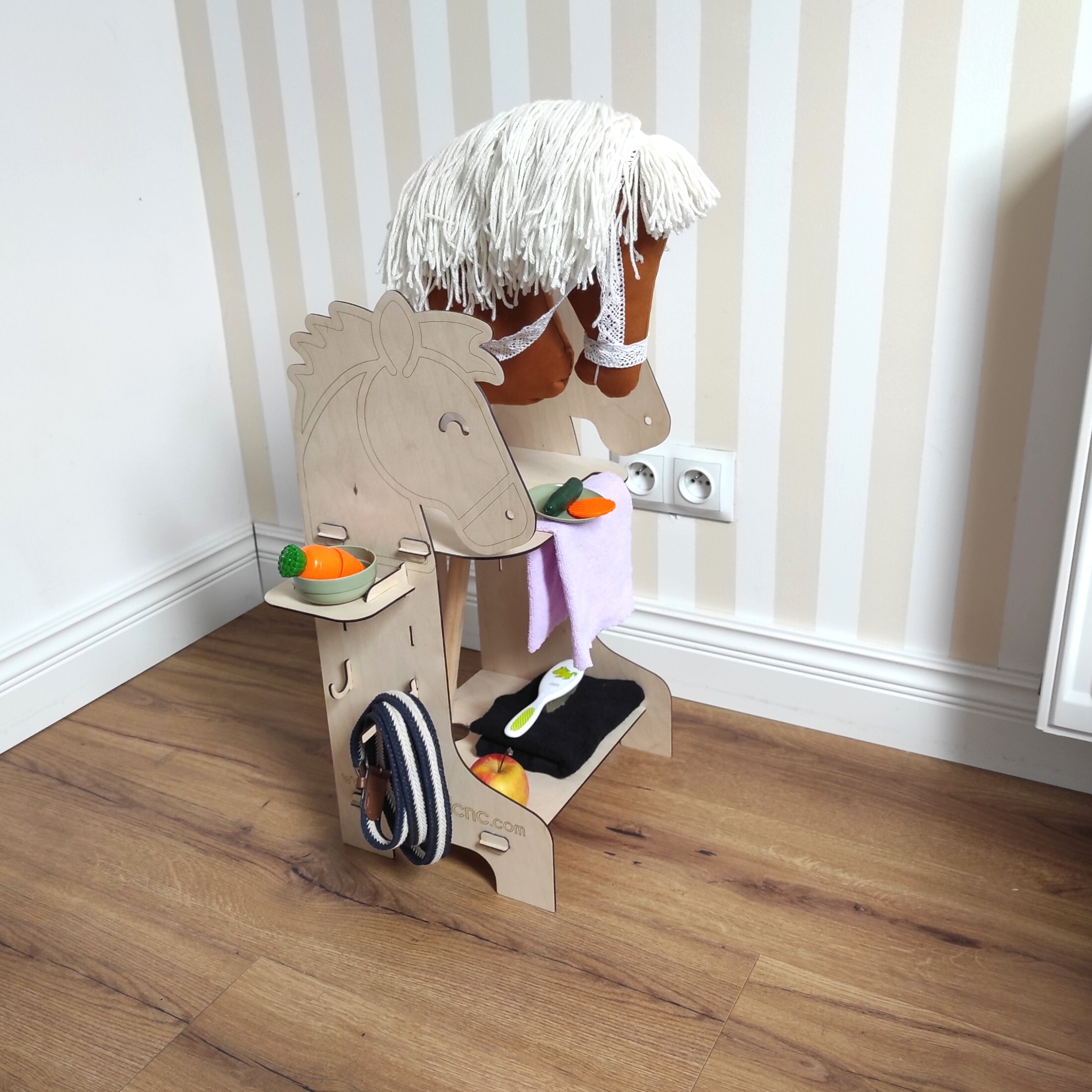 sonastige Hobby Horse Stall, Holzstall, Pferdestall-Stall, Pferdestall-Barn, Organizer fur hobby horse HH_STAND_01
