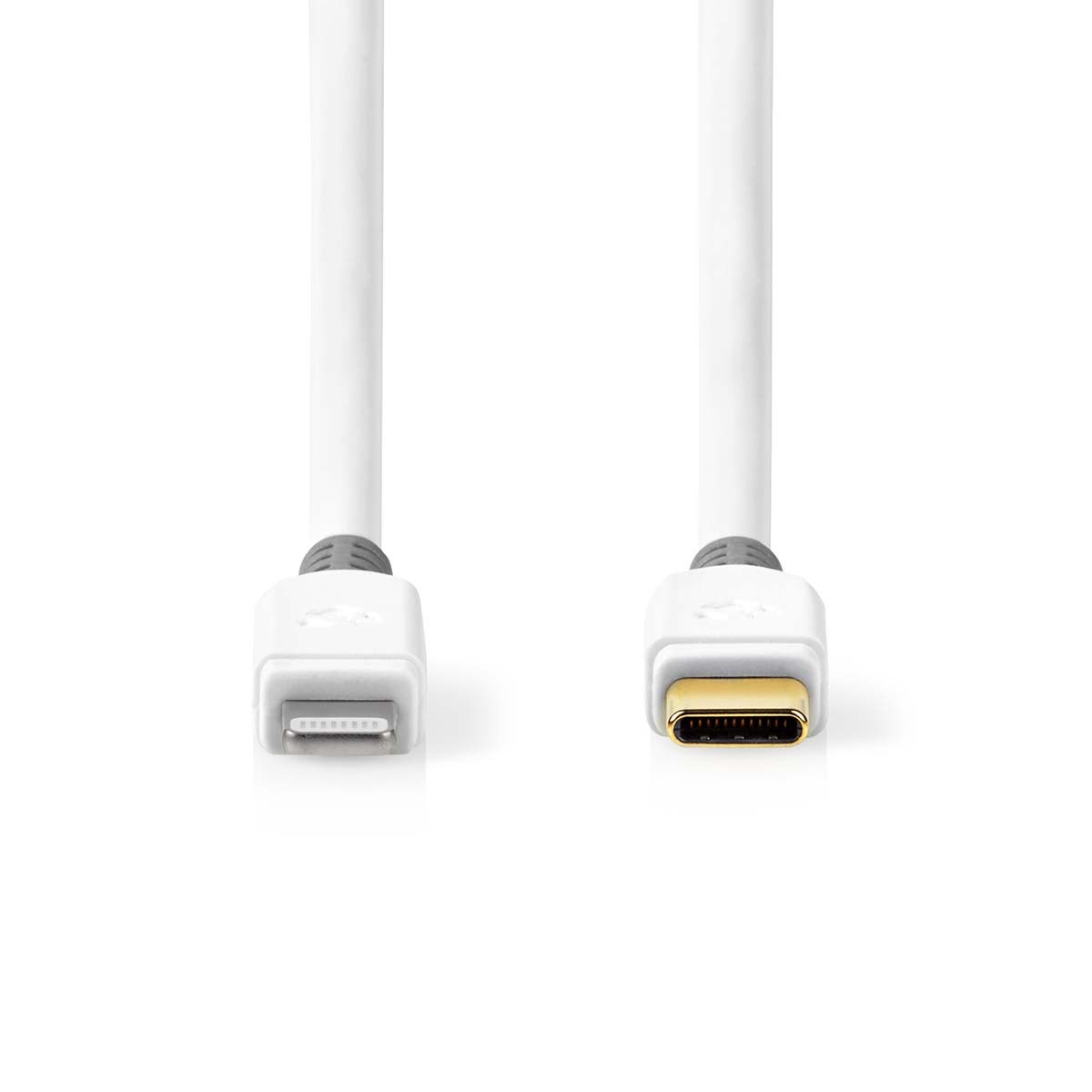 Nedis Lightning kábel - USB 2.0 - Apple Lightning 8-pin - Konektor USB-C - 480 Mb/s - Pozlátený - 1,00 m - Okrúhly - PVC - Biely - Box