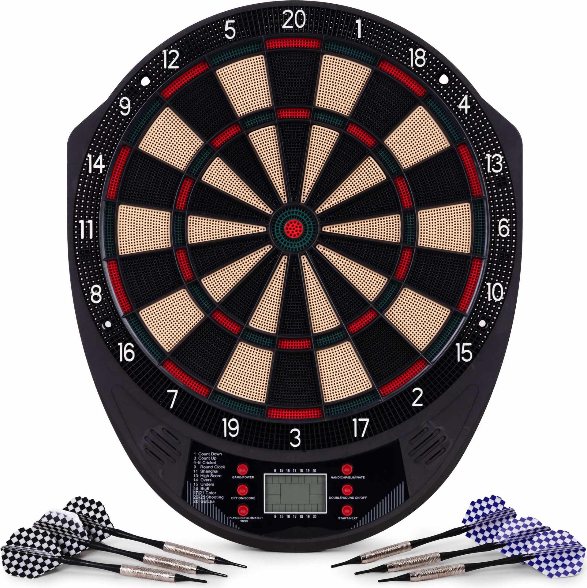 Northio Elektronisches Dartscheiben-Set, 41 cm, 26 Spiele, 6 Darts