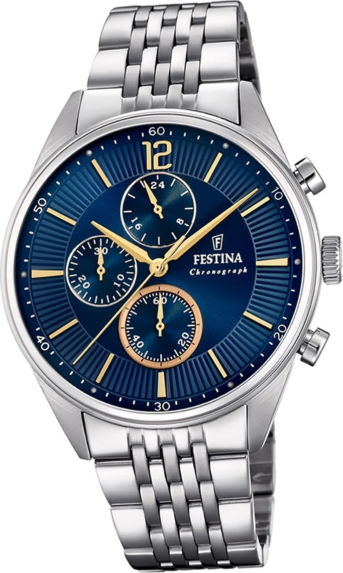 Festina pánske hodinky z nehrdzavejúcej ocele F20285/3 náramkové hodinky Silver Chronograph D2UF20285/3