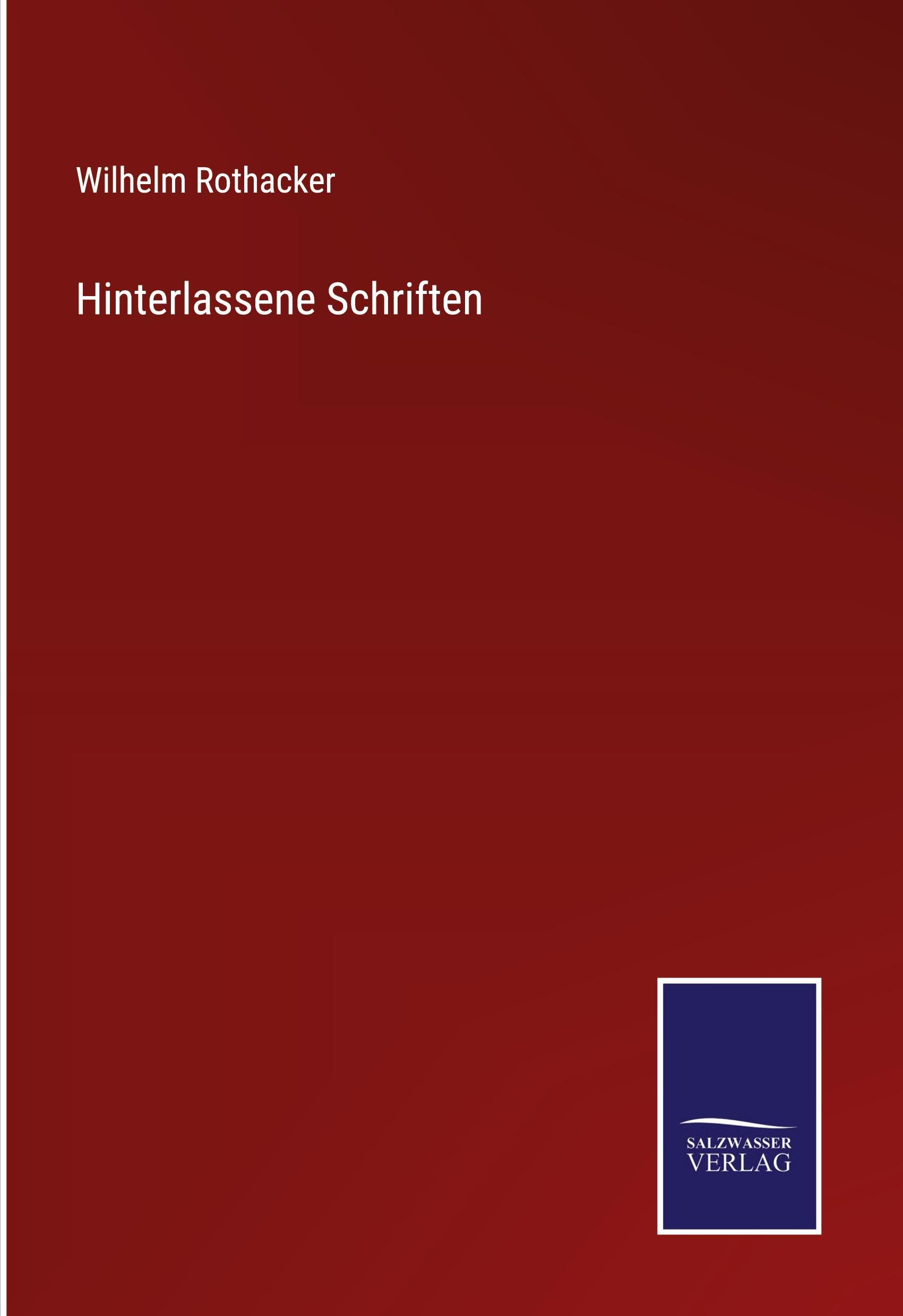 Sonstige Verlage Hinterlassene Schriften
