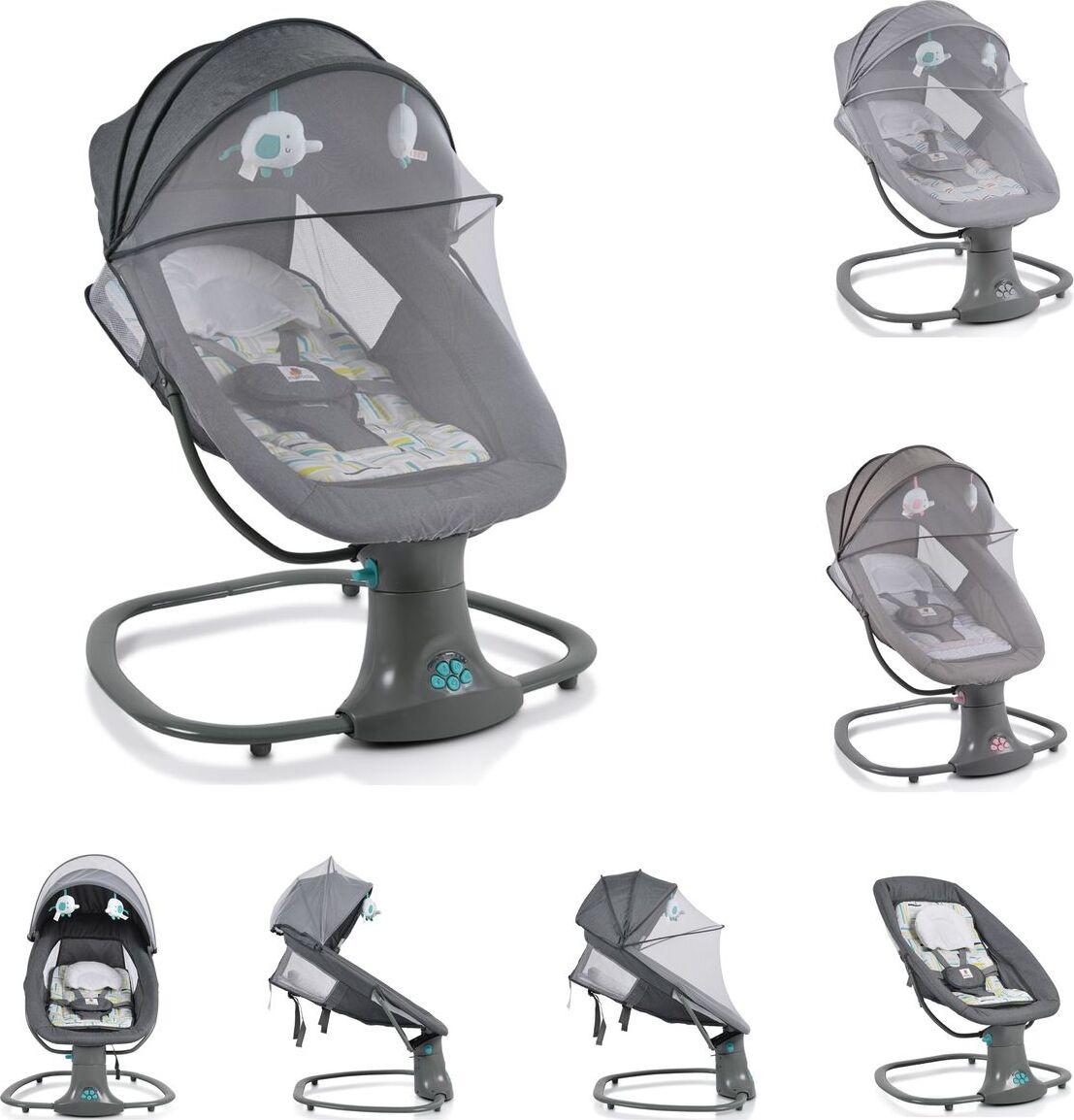 Moni Babywippe Axel 3 in 1 Schaukelfunktion Stubenwagen, Fernbedienung, Melodien grün 108518