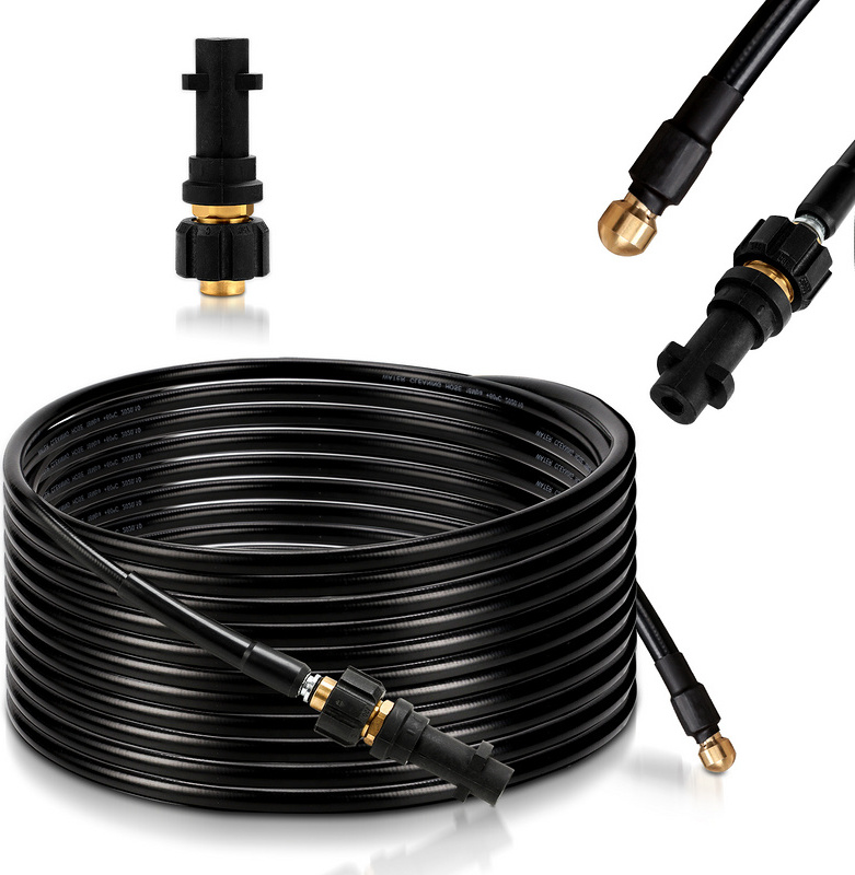 SWANEW Rohrreinigungsschlauch,160 bar,Rohrreinigungsset geeignet für Hochdruckreiniger Kärcher, inklusive Adapter für Bajonett oder Lavor Anschluss,10m RL-HG5248-1-UAb