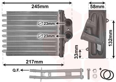 VAN WEZEL 17006350 Výmenník tepla vnútorného kúrenia radiátora pre FIAT PANDA (169) 500 (312) 500 C (312) pre ABARTH 500 / 595 / 695 Hatchback (312)