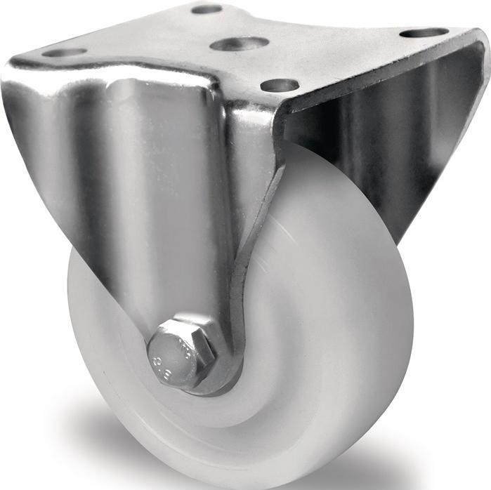 PROMAT Schwerlast-Bockrolle Rad- 75 mm Tragfhigkeit 300 kg Kunststoff Platte L100xB88 mm Farbe Rolle wei