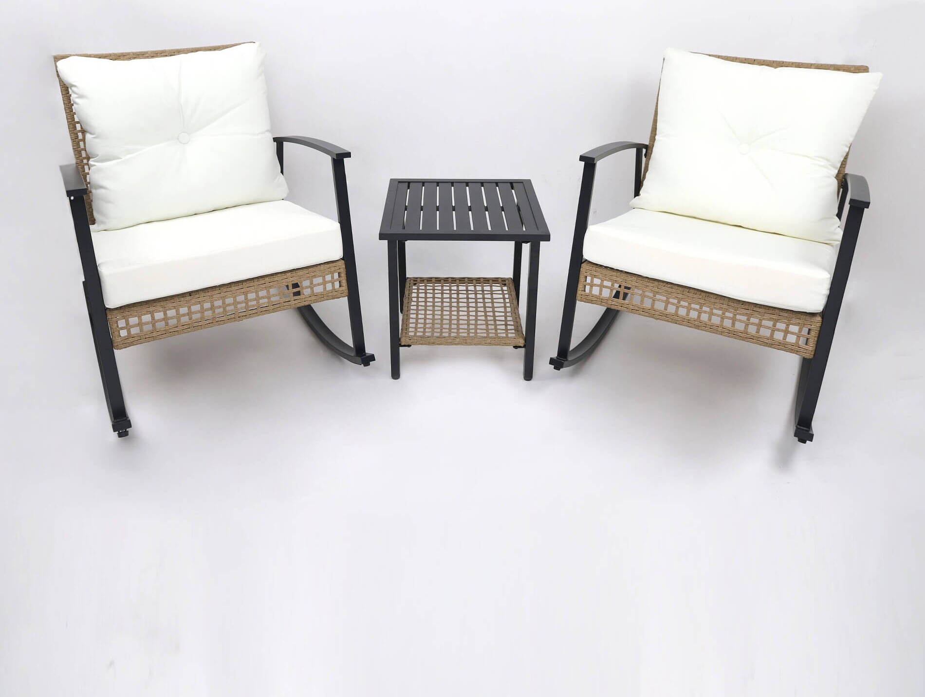 Hojdacie kreslá so stolom Rebecca Mobili Niangon 88x66,5x90 Steel Polyrattan Brown Black SET 3 ks