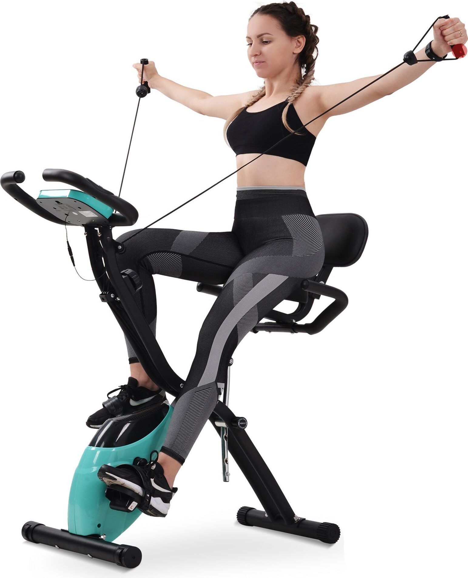 Fortuna Lai X-Bike, X-Rider Basics, cyklotrenažér, 10 úrovní odporu, LCD displej vrátane 2 odporových pásov, skladací bicykel, max. hmotnosť používateľa 120 kg, meranie pulzu. Hmotnosť používateľa 120 kg, meranie pulzu, čierna/modrá