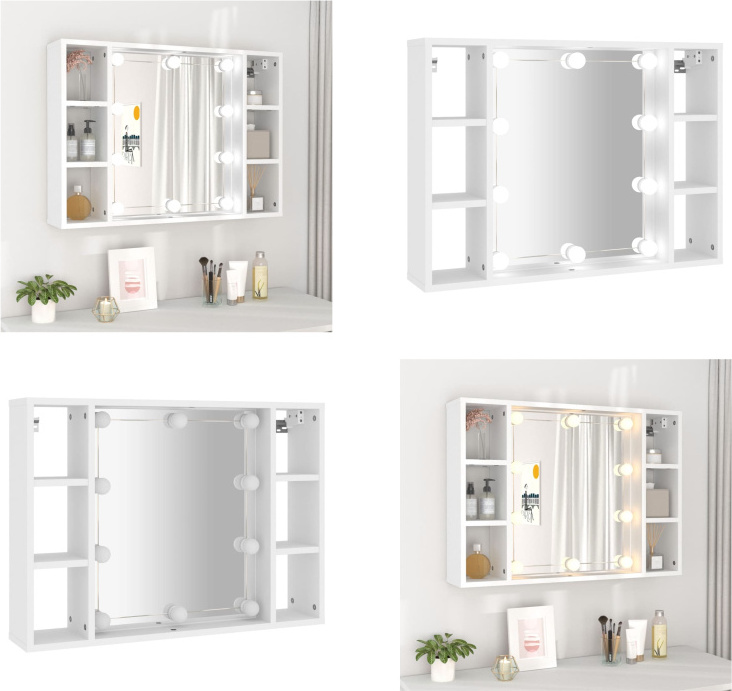 vidaXL Spiegelschrank mit LED Weiß 76x15x55 cm - Spiegelschrank - Spiegelschränke - LED-Spiegelschrank - Spiegelschrank Bad HL808855
