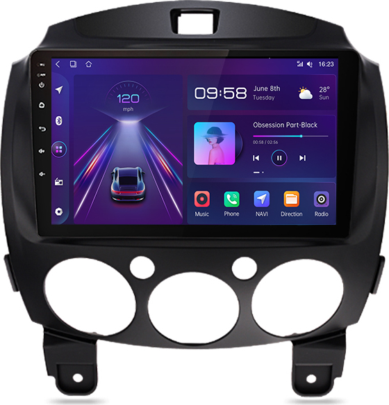 Awesafe 2+32G autoradio carplay 9'' Android12 Für Mazda2 2007-2013 GPS Navi DAB BT WIFI SWC RDS DSP 4Kern Andriiod Auto M892D.Mazda2