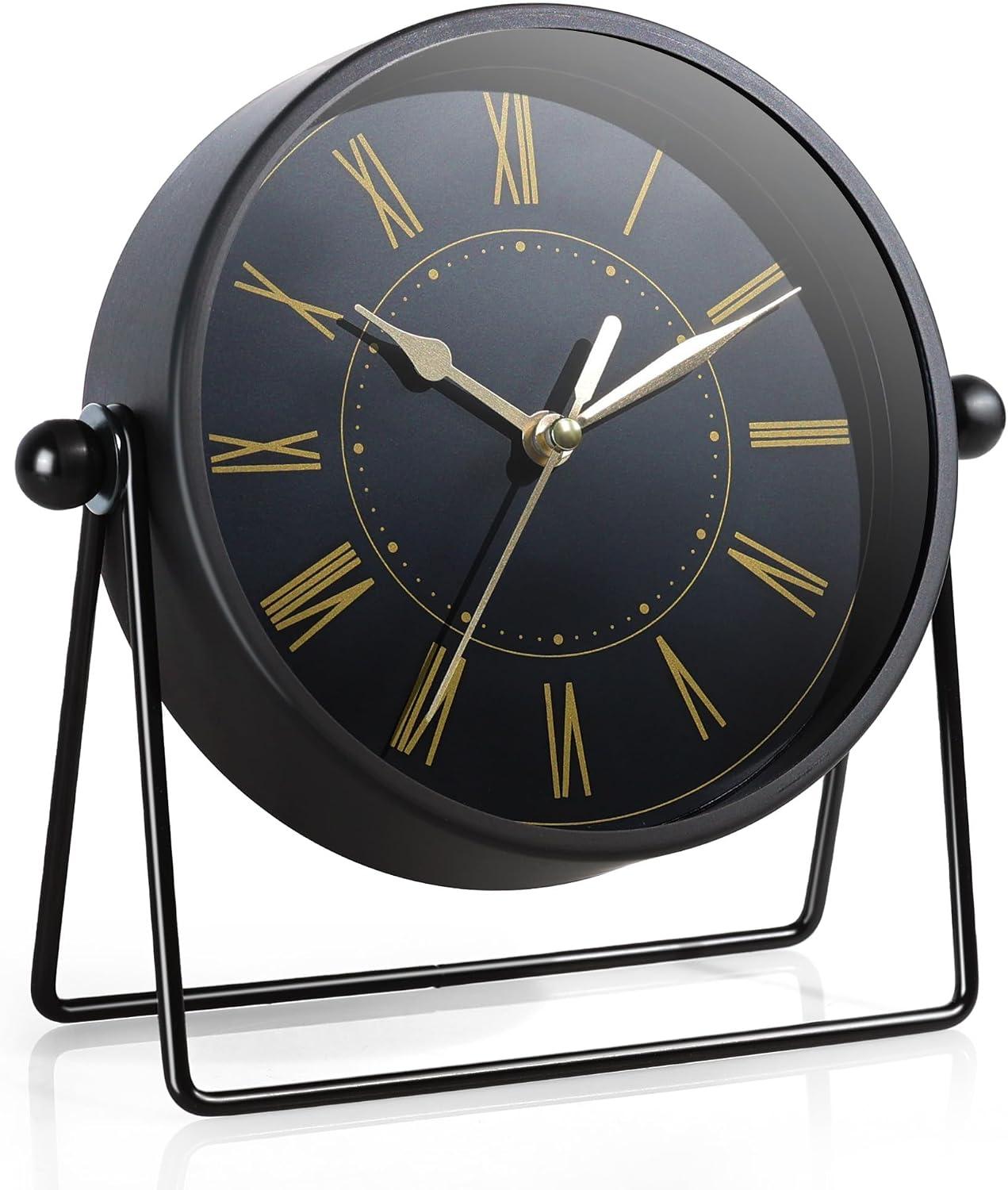bedee Tischuhr, Standuhr, Kaminuhr, Leise Kaminuhr ohne Ticken, Roman Analoge Standuhr im Retro-Stil für Wohnzimmer, Regal, Kamin & Büro