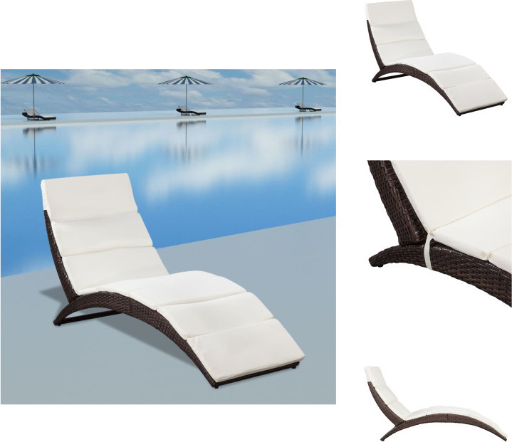 vidaXL Skladacie lehátko s vankúšom poly ratan hnedé - Lehátka