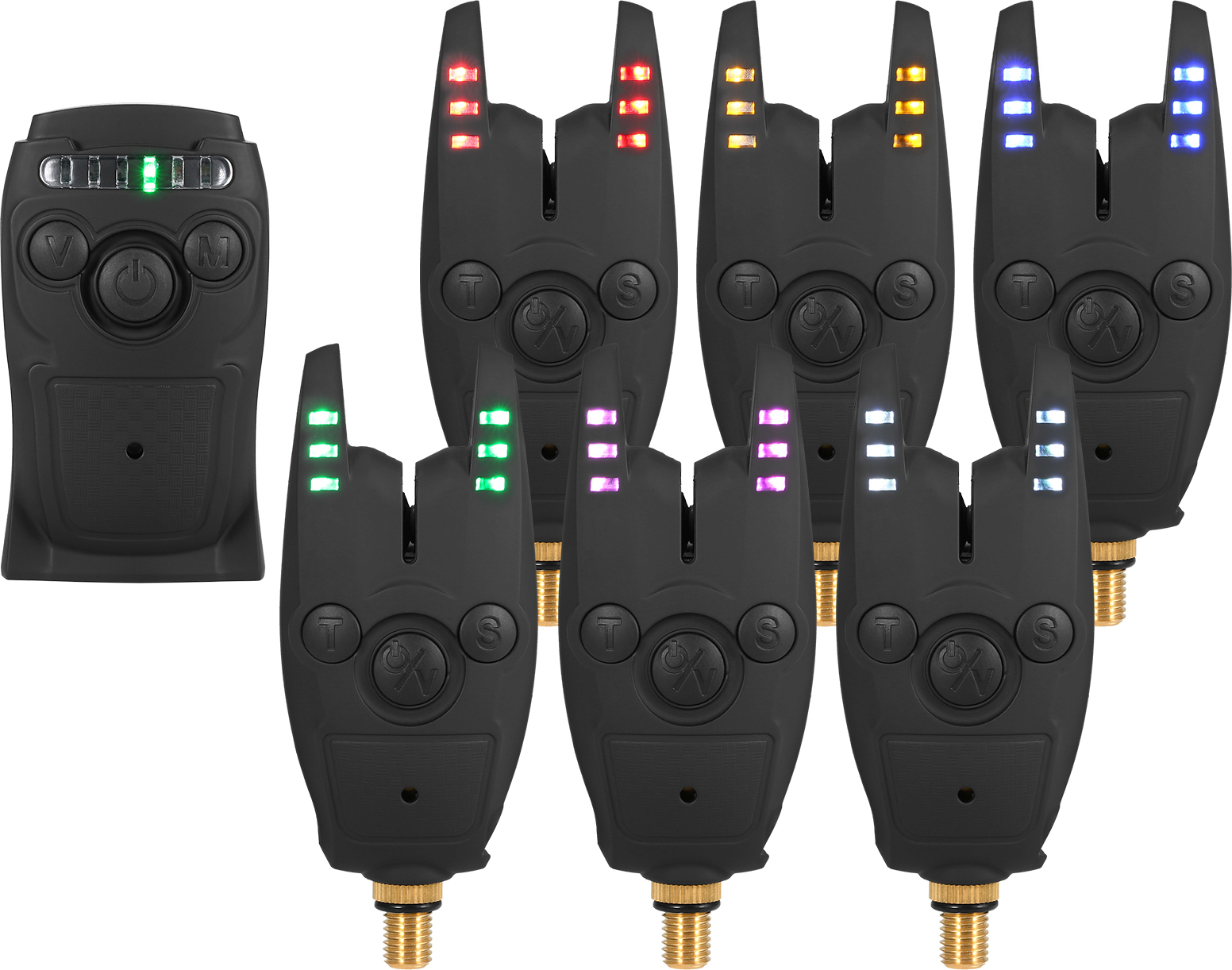 Lixada Angelkoeder-Alarm-Set mit tragbarer Tasche Angelkoeder-Alarm-Set Leuchtende Angelkoeder-Anzeige Digitales Angel-Alarm-Set