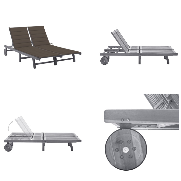 vidaXL Lehátko pre 2 osoby s vankúšom sivé akáciové masívne drevo - Lehátko - Lehátka - Drevené ležadlo - Drevené ležadlá