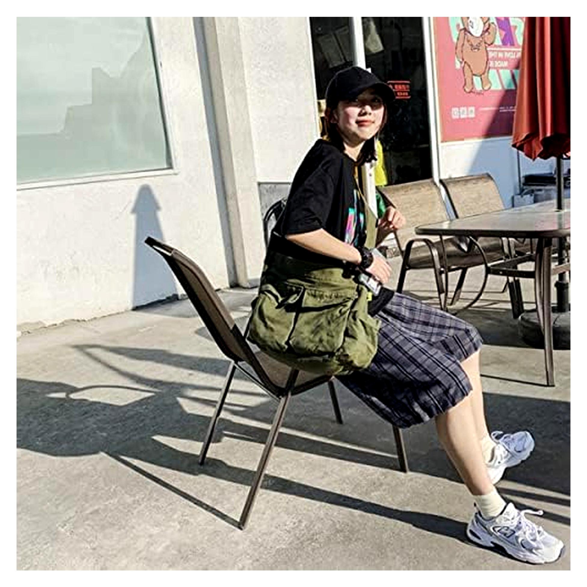 Markenlos Ästhetische Kuriertasche für die Schule, Vintage, schwarz, Canvas, Umhängetasche für Damen, Schultertasche, Laptoptasche