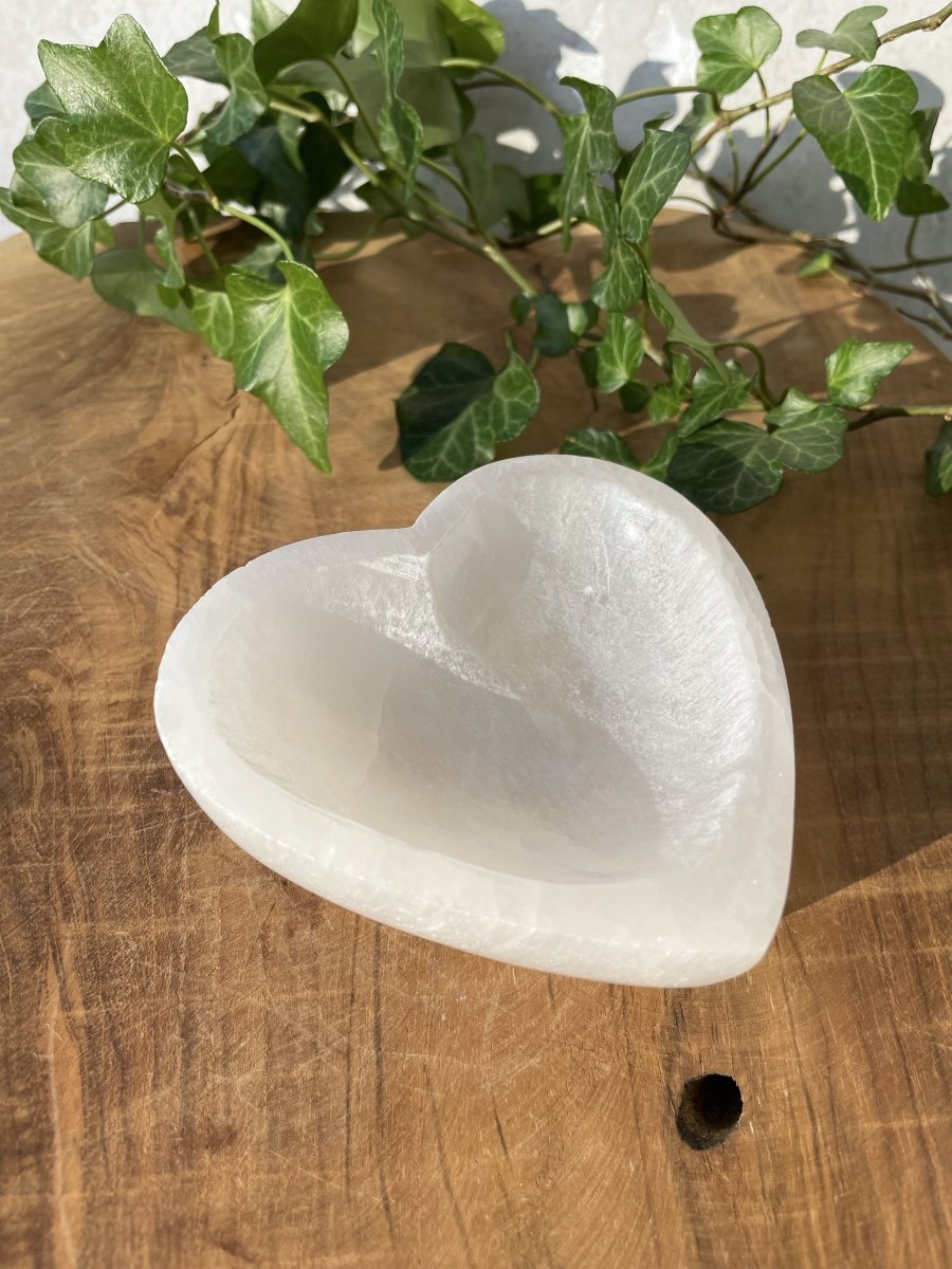 Selenit Schale Blatt 10x7cm - Handgefertigte Energieschale Zur Reinigung Von Edelsteinen