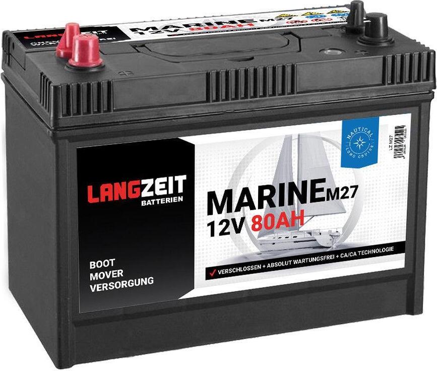 LANGZEIT Batterien Langzeit 12V 80AH Bootsbatterie Schiff Mover Wohnwagen Solar Batterie 70Ah Langzeit Marine 80Ah - LZ-M27