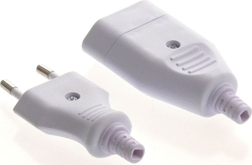 maxgo Eurostecker Eurokupplung 2-polig Flach Europa Stecker / Kupplung zum schrauben, TYP:Eurokupplung weiß EUSKTWK