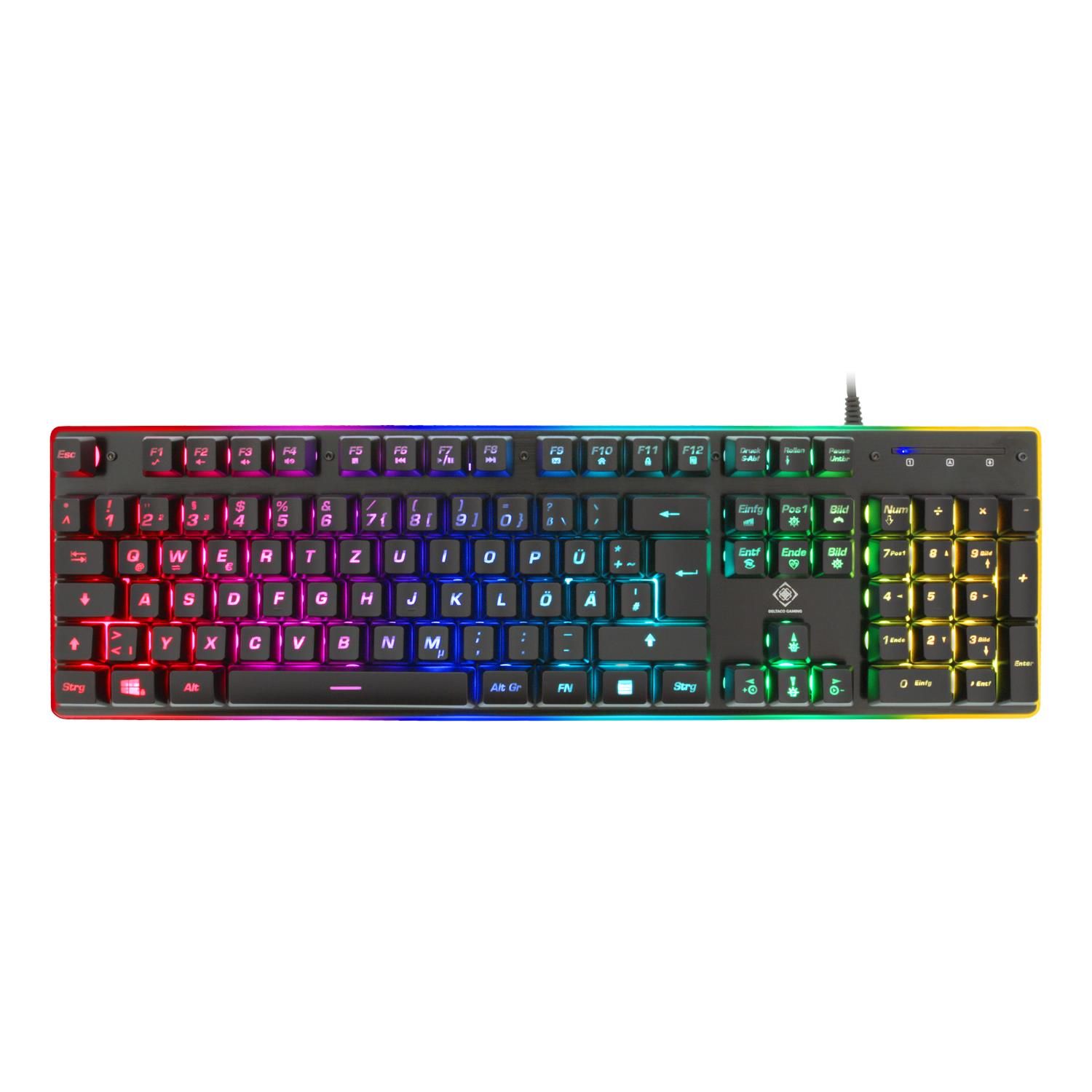 Deltaco Gaming Tastatur (Membran, Aluminium, RGB, Anti-Ghosting) GAM-021-RGB-DE