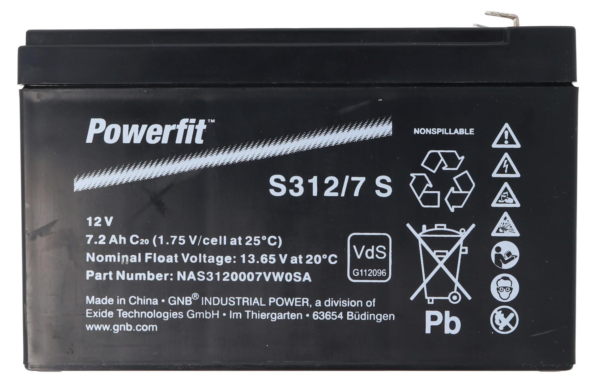 Exide Powerfit S312/7 S Blei Akku, Anschluss 4,8, VDS Zulassung