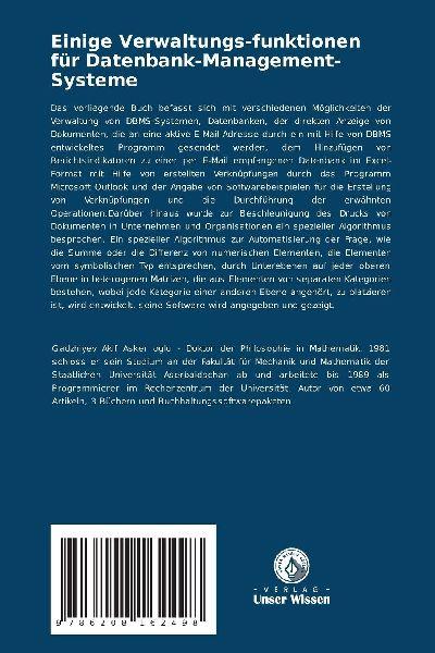 Verlag Unser Wissen Einige Verwaltungs-funktionen für Datenbank-Management-Systeme