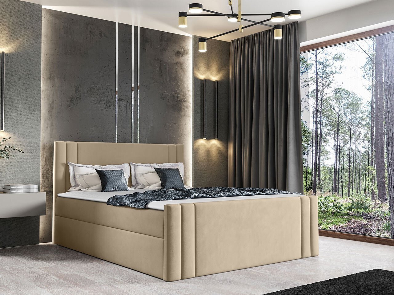 Americká manželská posteľ 180x200 VITORIA - béžová + topper ZDARMA