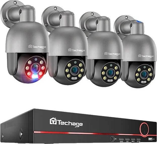 8CH POE CCTV bezpečnostný kamerový systém, 5MP HD rozlíšenie, AI rozpoznávanie tváre, 8CH 4 PTZ kamery, 3T (vonkajšie športy)