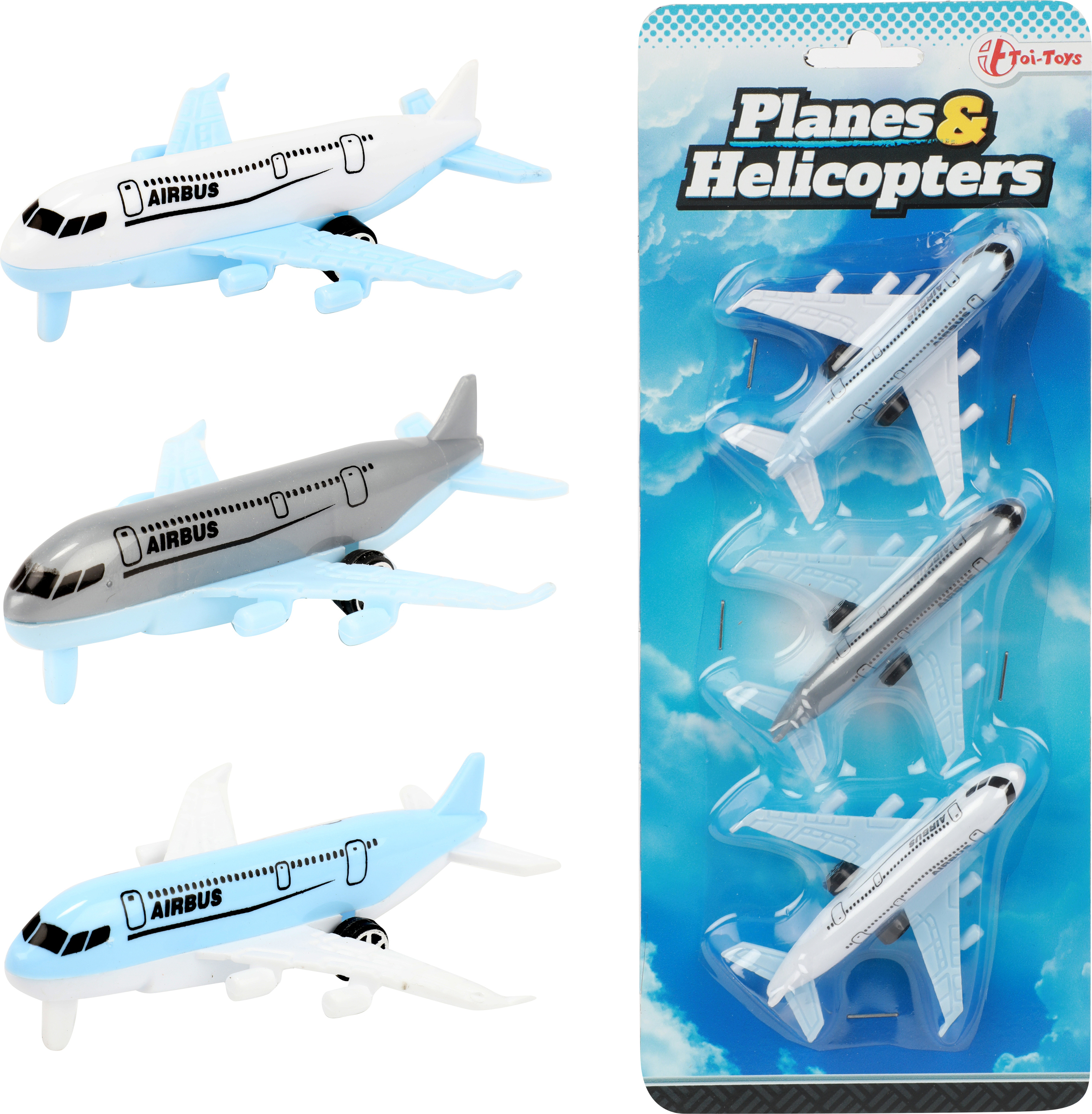 Toi-Toys - Spielzeugflugzeuge - Airbus Flugzeuge (3 Stück) Modellflugzeug Plane 26741A