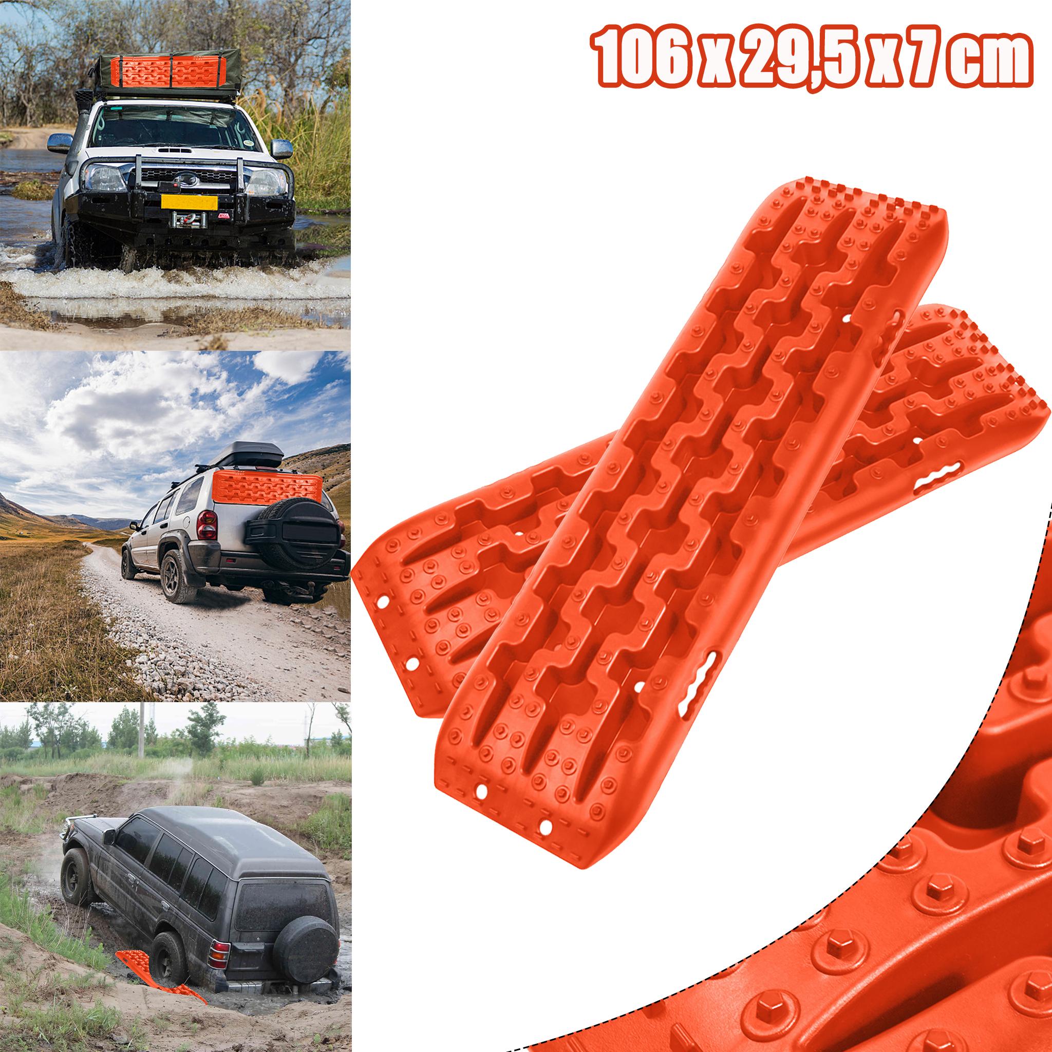 XINZI 2 Stück Recovery Board Offroad Tracks Traktionshilfe Traktionsmatte Anfahrhilfe Reifenleiter für Geländewagen Wohnmobil PKW LKW(Orange)