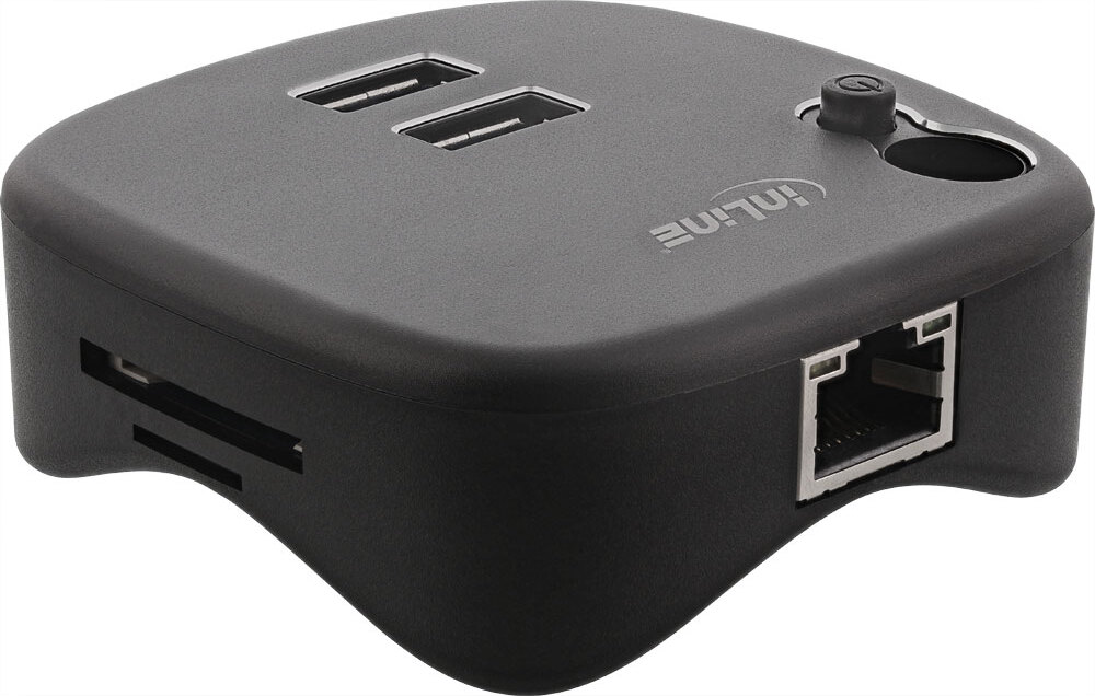 InLine 35392, USB 3.2 Gen 1 (3.1 Gen 1) Type-A, USB 3.2 Gen 1 (3.1 Gen 1) Type-A, Microsd (transflash), SD, 5000 Mbit/s, Čierna, Hliník