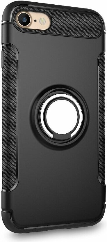 Puzdro na mobilný telefón Carbon Black Discreet shell Hybrid case Bumper Case Cover otočný krúžok 360° držiak Stand Magnetic Outdoor pre iPhone 6 / 6s