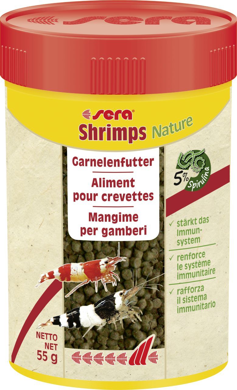 sera Shrimps Nature 100 ml, Trockenfutter für Garnelen, Granulat, Süßwassergarnelen, 100 ml, 55 g 00554