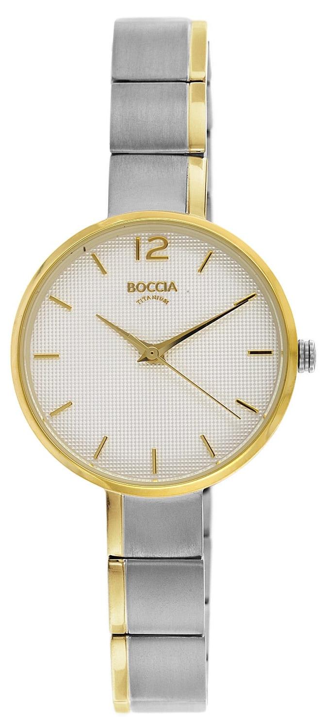 Boccia Uhr Damen 3308-05 Titan, Gold plattiert, Weiß