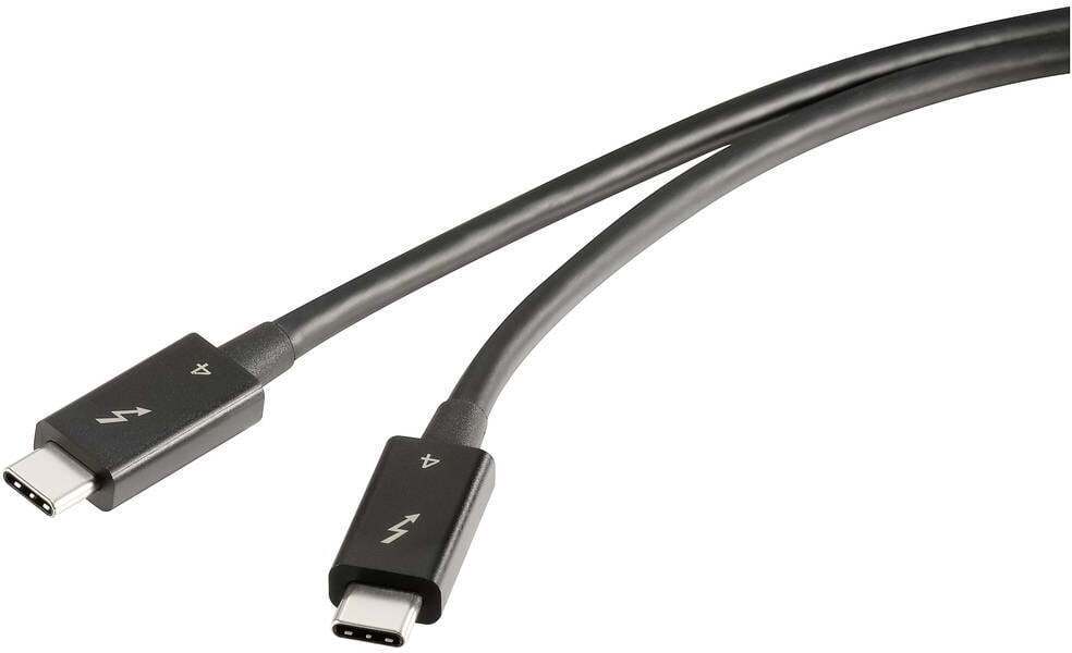Renkforce Thunderbolt™-Kabel Thunderbolt™ 4 Thunderbolt™ (USB-C®) Stecker, Thunderbolt™ (USB-C®) Stecker 0.80 m Schwarz