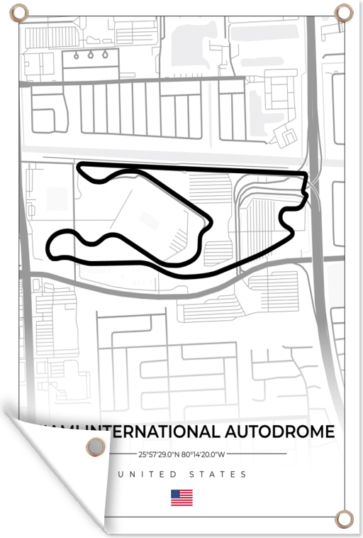 MuchoWow® 40x60 cm Outdoor-Poster Gartendeko Sichtschutz Garten Poster für den Garten Rennstrecke - Vereinigte Staaten - Formel 1 - Miami International Autodrome - Rennstrecke - Weiß 133|891952953