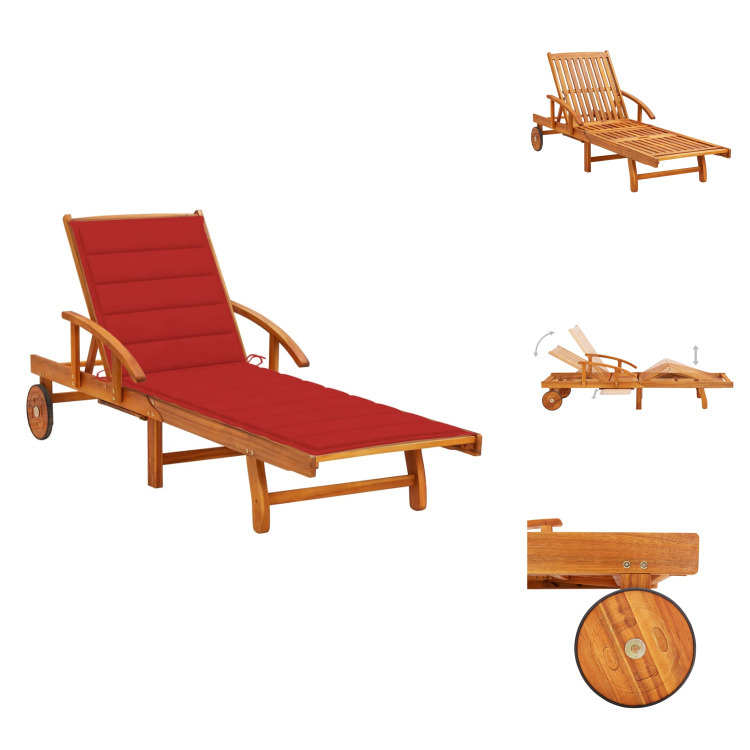 vidaXL Lehátko s vankúšom z masívneho dreva akácie - Lehátka