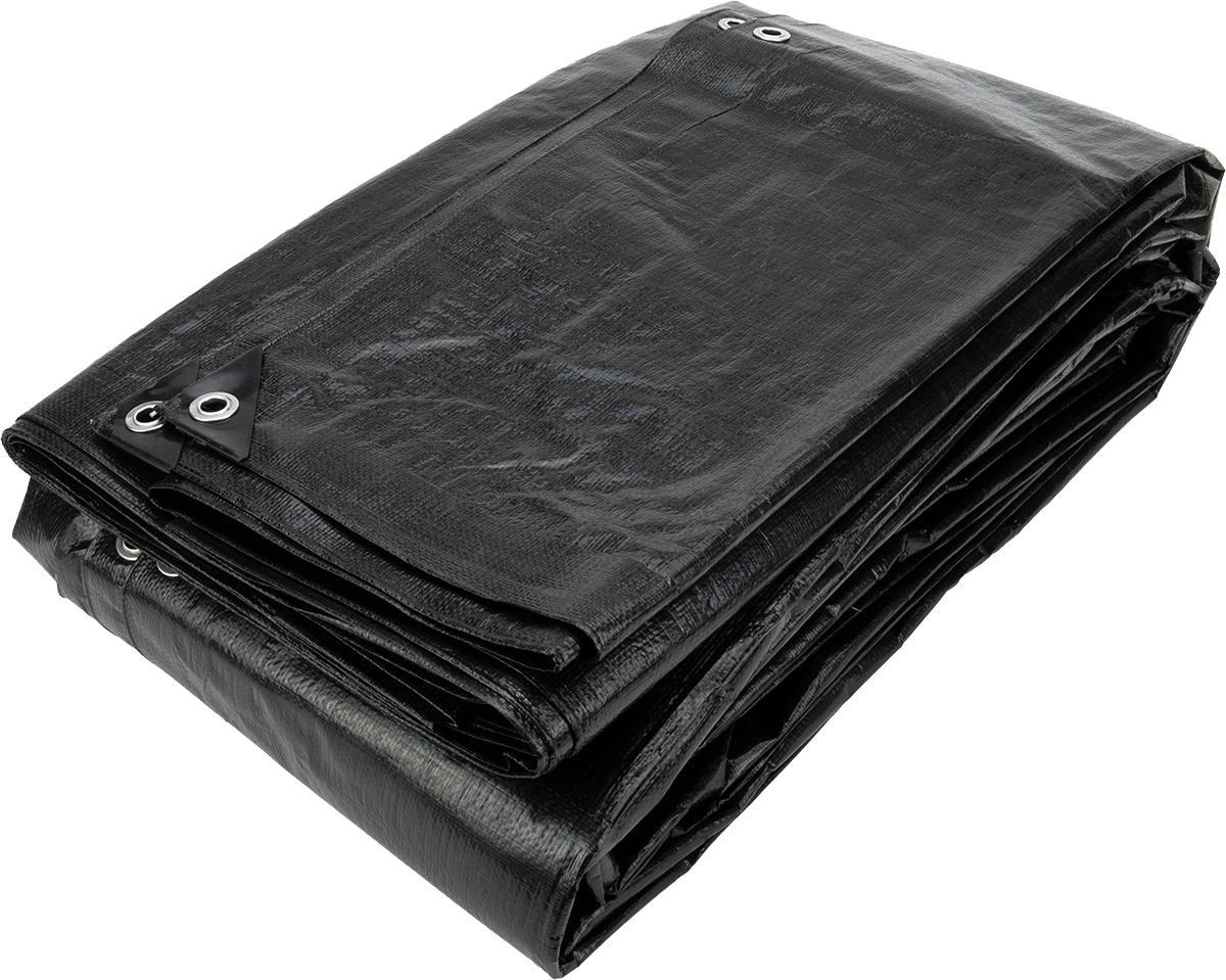 Abdeckplanemarkt Abdeckplane PE 8x12, 170 g/m² Schwarz, wasserabweisend & UV-beständig, mit Ösen alle 100 cm – für mittelfristigen Außeneinsatz, Lebensdauer 1–2 Jahre, für Anhänger, Außenspielzeug, Schutz von Fahrzeugen, temporärer Abschluss einer Überdachung 13165